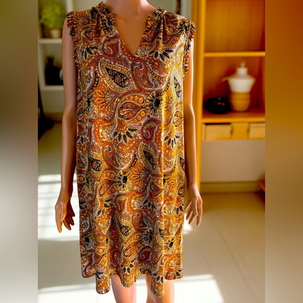 Michael Kors  Paisley V-Neck Shift Dress Size 1X